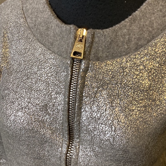 C Dahlstedt Women’s Small Wool Bomber Jacket Silver Contemporary Zip Up - Picture 2 of 7